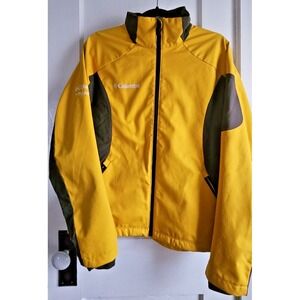 Columbia Sportswear yellow gray TITANIUM woman Sz L Jacket full zip soft shell